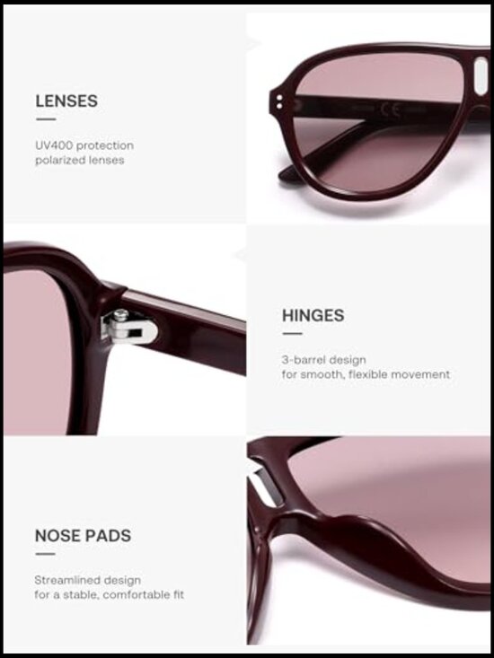Retro Oversized Polarized Aviator Sunglasses UV400 Protection main image 5